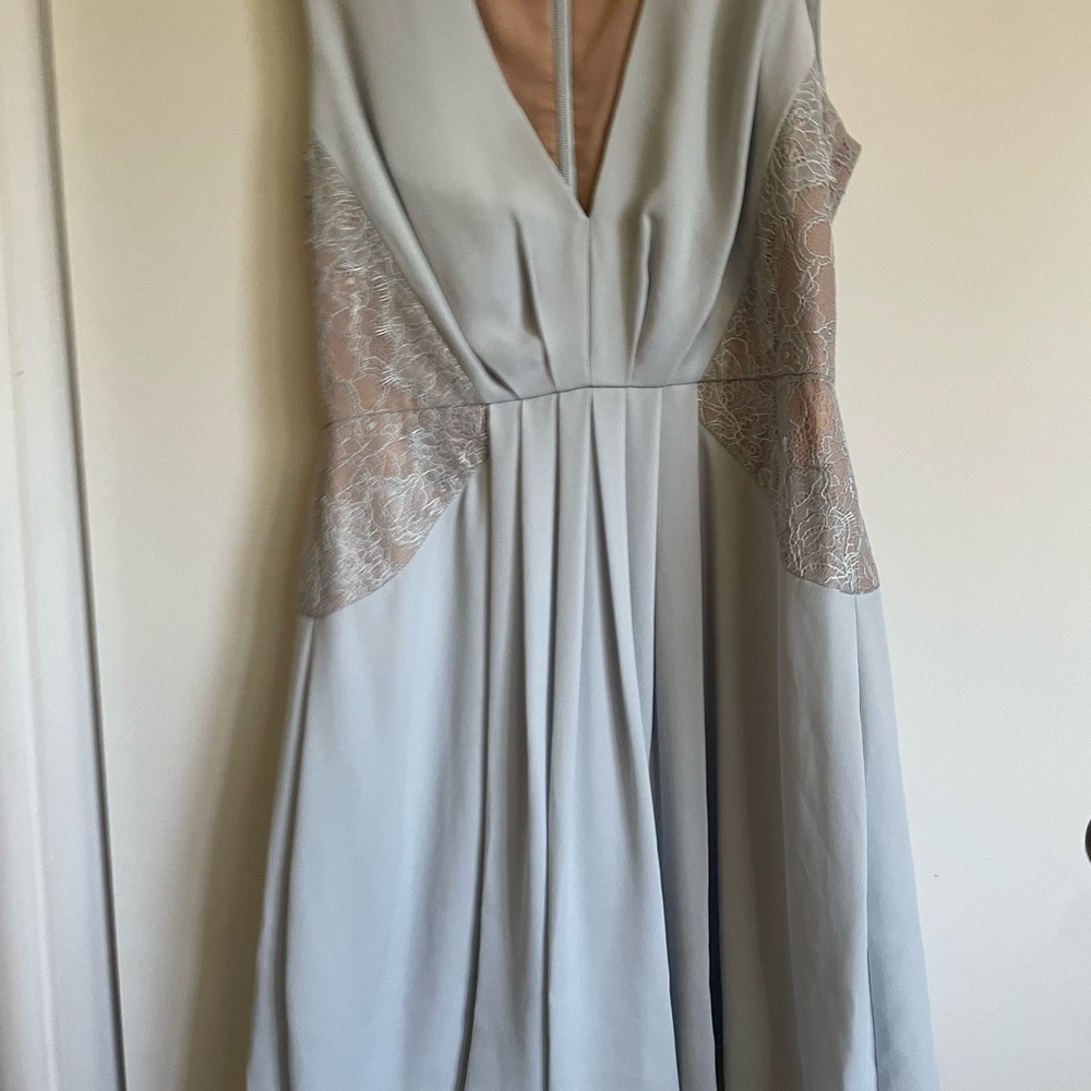 BCBGMaxAzria Light Gray Lace Midi Dress